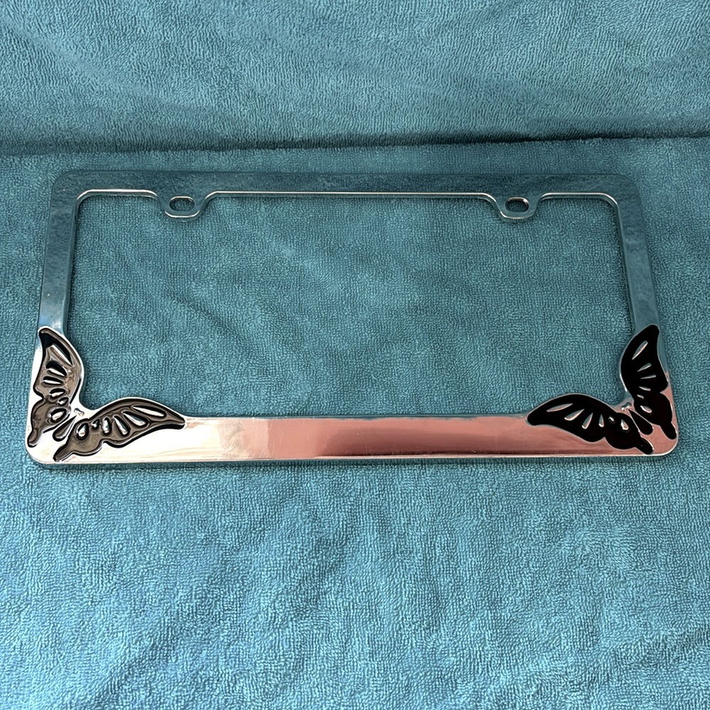 Black butterfly license plate cover